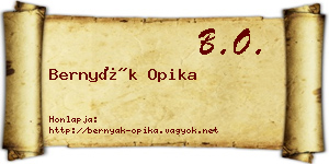 Bernyák Opika névjegykártya
